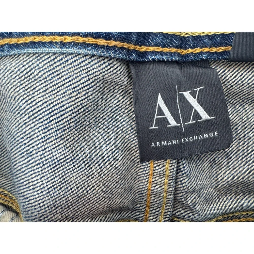 AX Armani Exchange Men Jeans 34 Short Blue Fade whiskering‎ Straight